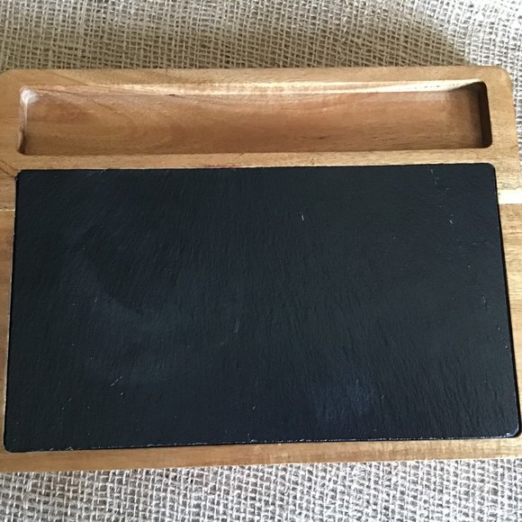 Cheese and Charcuterie Serving Board Tray Wood and Slate - Picture 3 of 5